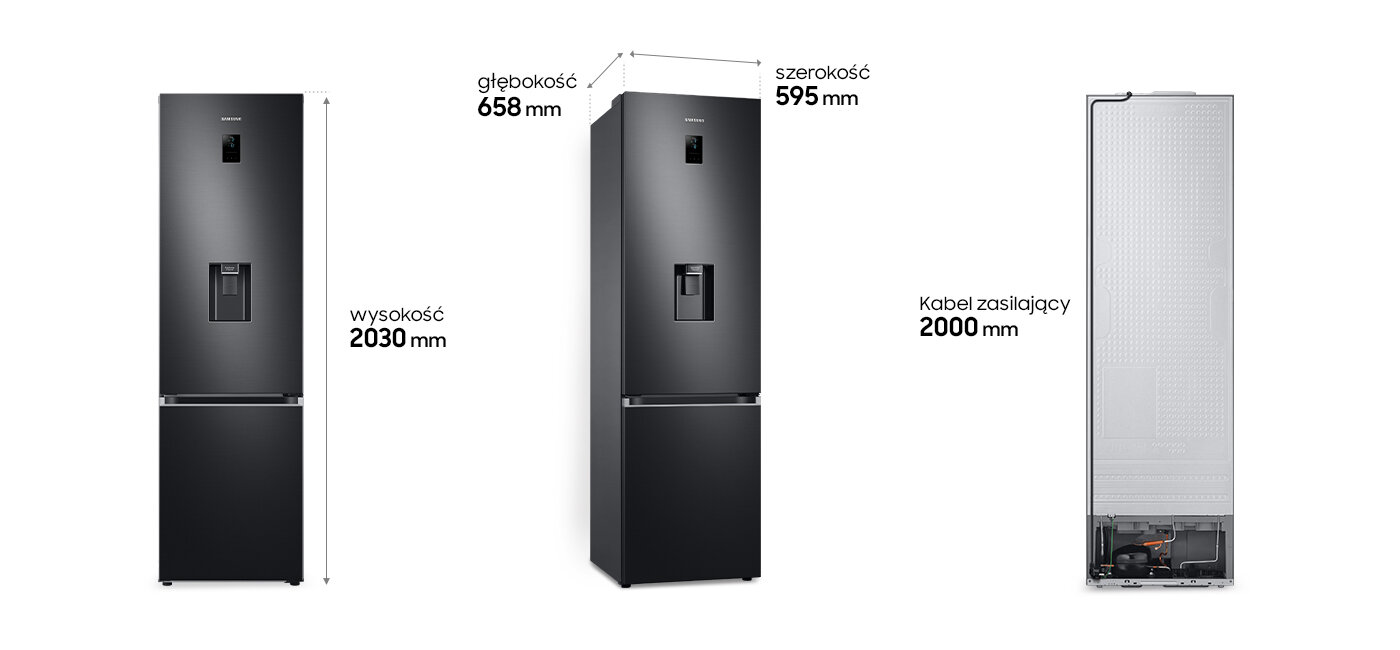 Lodówka Samsung RB38T650EB1 i jej wymiary. Urządzenie dostępne jest w ofercie sklepu Neonet