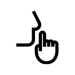 Przyłożenie palca do ust reprezentuje cichą pracę urządzenia