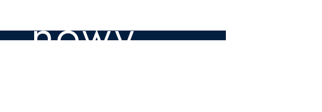 Obraz przedstawia biały napis \'nowy\' na ciemnoniebieskim tle.