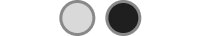 Obraz przedstawia dwa okrągłe przyciski, jeden w kolorze szarym, a drugi w kolorze czarnym, oba z szarymi obwódkami.