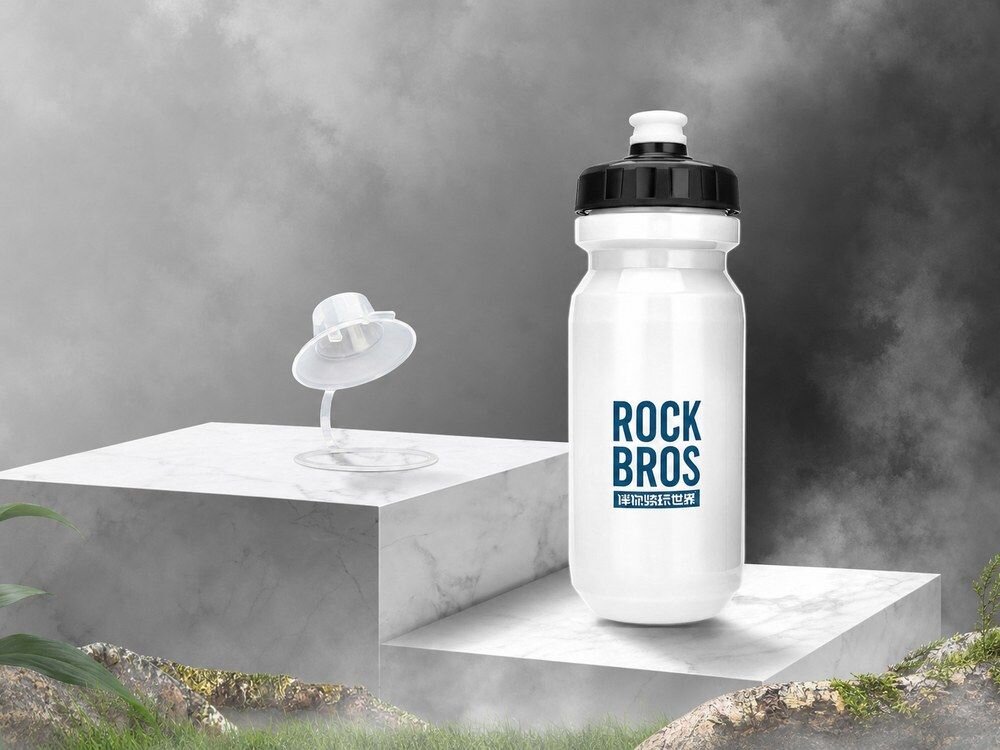 Bidon ROCKBROS 35210066004 600 ml Biały, materiał, polipropylen, bezpieczeństwo, higiena, Butelka sportowa na jednolitym tle.