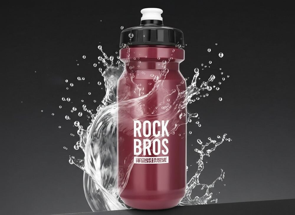 Bidon ROCKBROS 35210066003 600 ml Czerwony, nawodnienie, rower, trening, ruch, Sportowa butelka na białym tle.