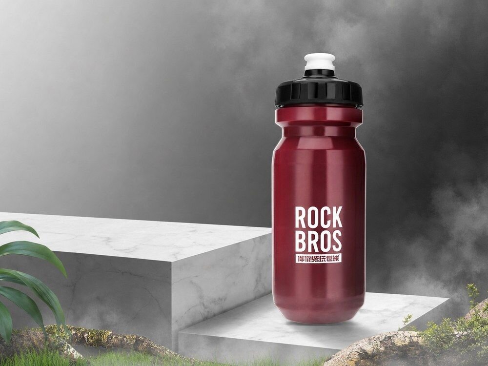 Bidon ROCKBROS 35210066003 600 ml Czerwony, materiał, polipropylen, bezpieczeństwo, higiena, Butelka sportowa na jednolitym tle.