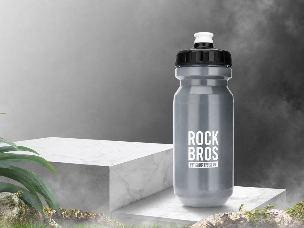 Bidon ROCKBROS 35210066005 600 ml Szary, materiał, polipropylen, bezpieczeństwo, higiena, Butelka sportowa na jednolitym tle.