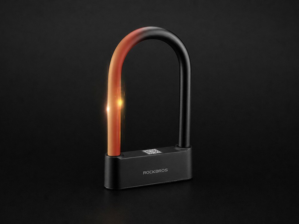 Zapięcie rowerowe ROCKBROS 32210818001 U-lock Czarny, pałąk, hartowanie, silikon, ochrona, Wzmocniony pałąk zapięcia U-lock Rockbros.