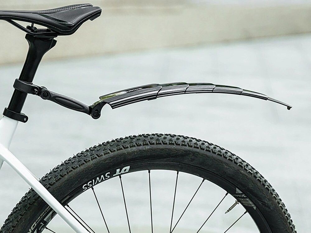 Błotniki rowerowe ROCKBROS FK-810, błotnik, teleskopowy, składany, czarny, Błotnik rowerowy zamontowany nad tylnym kołem.