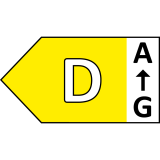 Ikona przedstawia etykietę energetyczną z literą \'D\' na żółtym tle oraz strzałką wskazującą od \'A\' do \'G\'.