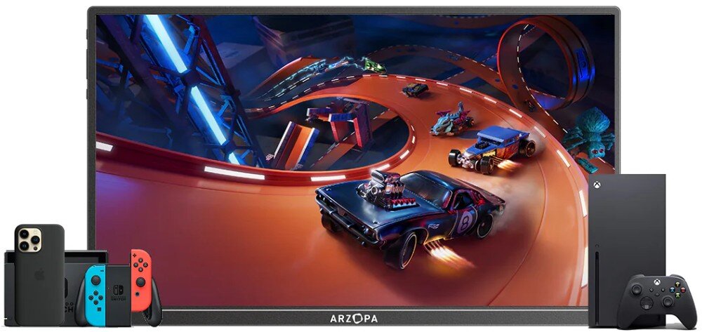 Monitor ARZOPA A1S 14 1920x1080px IPS porty złącza podłączenie zasilanie