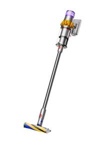 Na obrazie widoczny jest odkurzacz pionowy z kolorowym elementem na górze i szczotką na dole. Produkt ma smukłą, metaliczną konstrukcję.