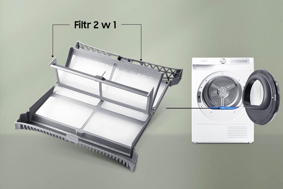 Funkcjonujący w suszarce filtr 2w1