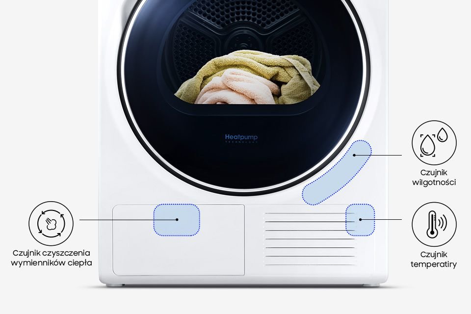 Samsung Automatyczna optymalizacja cyklu suszenia. System OptimalDry™ Samsung Automatyczna optymalizacja cyklu suszenia. System OptimalDry™