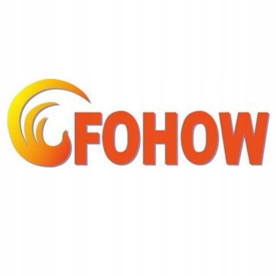 Logo z napisem \'FOHOW\' w kolorze pomarańczowym z gradientem, z elementem graficznym przypominającym falę po lewej stronie.