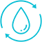 Ikona przedstawia niebieską kroplę wody otoczoną dwiema strzałkami tworzącymi okrąg.