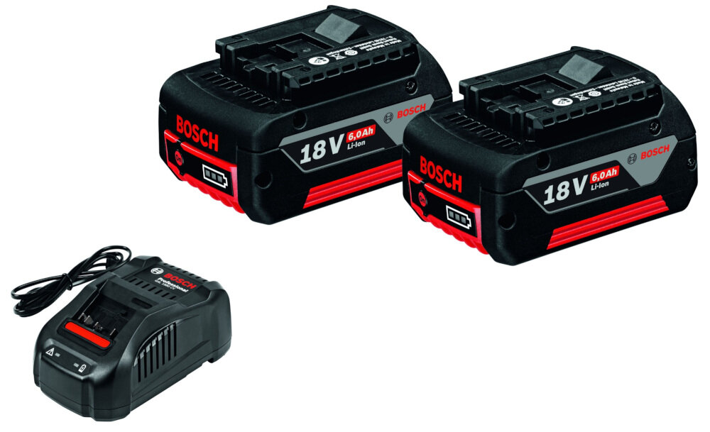 Zestaw startowy BOSCH Professional 1600A00B8L akumulator o pojemności 6,0 Ah wiele godzin pracy bez wymuszonych przerw litowo-jonowy brak efektu pamięci samorozładowania lekka i zwarta konstrukcja COOLPACK wydłuża żywotność akumulatora kompatybilny ze wszystkimi elektronarzędziami o napięciu 14,4/18 V