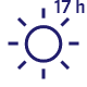 Ikona przedstawia słońce z liczbą \'17 h\' obok, co może sugerować czas nasłonecznienia.