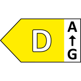 Ikona przedstawia etykietę energetyczną z literą \'D\' na żółtym tle oraz strzałką wskazującą od \'A\' do \'G\'.