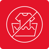 Czerwony kwadrat z białym symbolem przedstawiającym koszulkę nad falującą wodą, przekreślony linią.