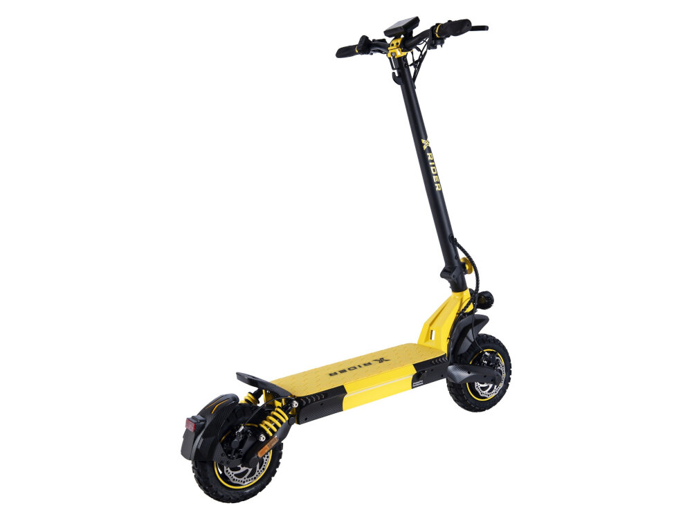 Hulajnoga elektryczna XRIDER F10 Pro Czarno-żółty rama z aluminium lekka sztywna bardzo trwala odporna na korozje maksymale obciazenie do 120 kg stopien szczelnosci IPX4
