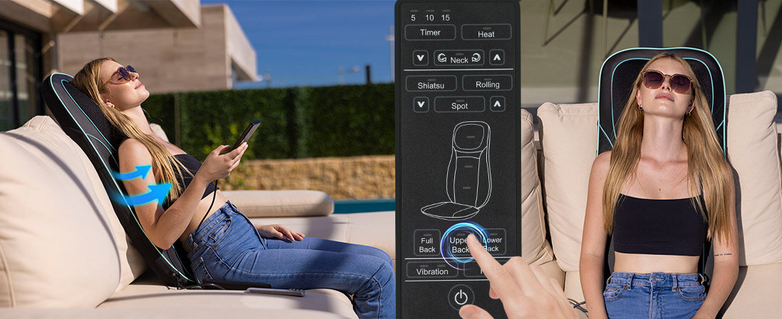 Mata masująca MEDIVON Cosy Therm zdjęcie lifestyle Kojące ciepło i wibracje >Potężna dawka kojącego ciepła funkcję podgrzewania siedziska głębokie wyciszenie i skuteczną regenerację