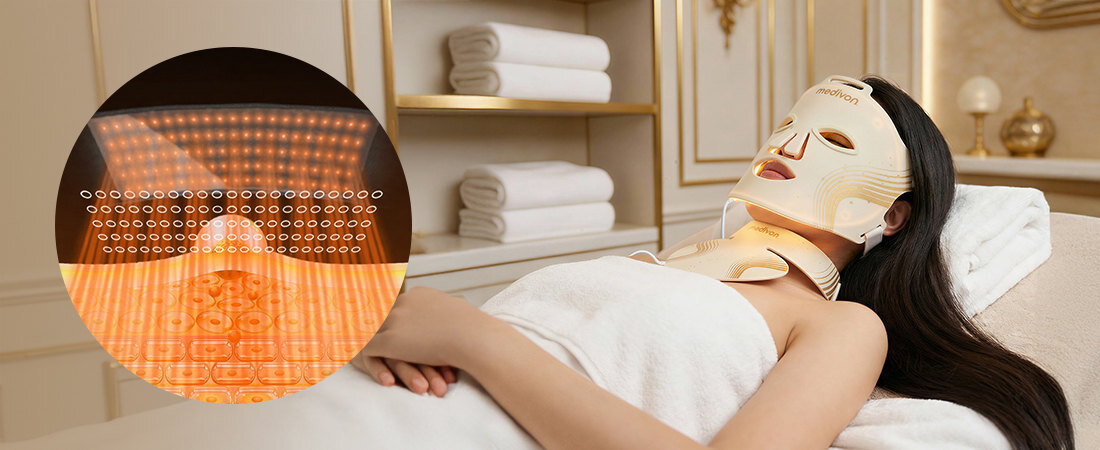 Maska LED MEDIVON Lumi Max zdjęcie lifestyle Pielęgnacja światłem LED