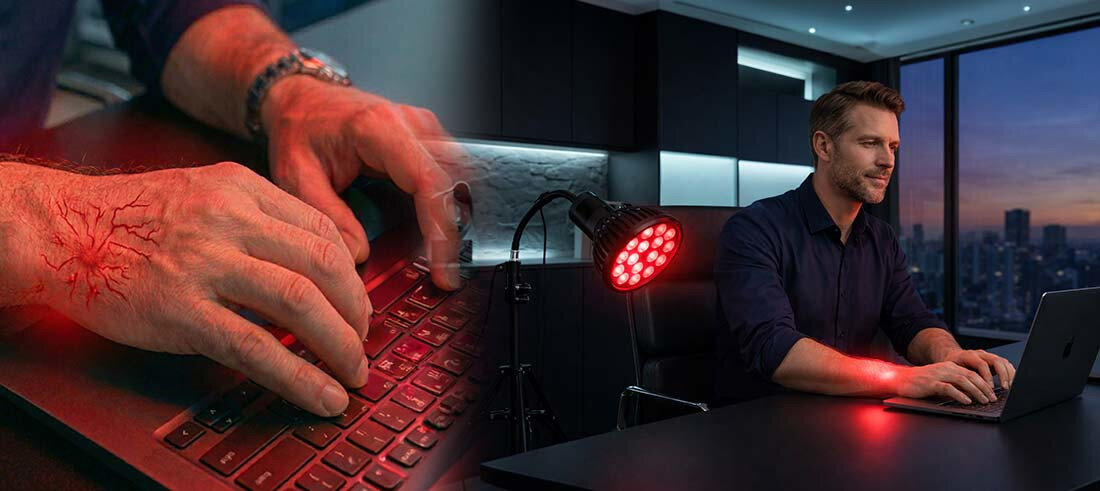 Urządzenie do terapii światłem MEDIVON Lumera Go zdjęcie lifestyle Dwie długości fal Technologia 660 nm  Połączenie światła czerwonego i podczerwieni