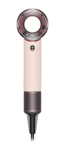 Suszarka do włosów Dyson w jasnoróżowym kolorze w ujęciu od frontu