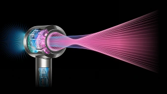 Przekrój przez elementy budowy suszarki w trakcie pracy i rozprowadzania strumienia powietrza