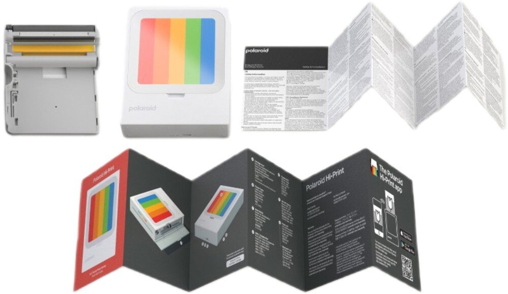 Drukarka POLAROID Hi-Print 3x3 Zestaw zawierający przenośne urządzenie do drukowania zdjęć, kartridż oraz instrukcje obsługi