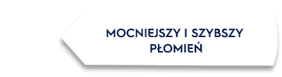 Biały prostokąt z czarnym obramowaniem zawiera tekst: \'MOCNIEJSZY I SZYBSZY PŁOMIEŃ\'.