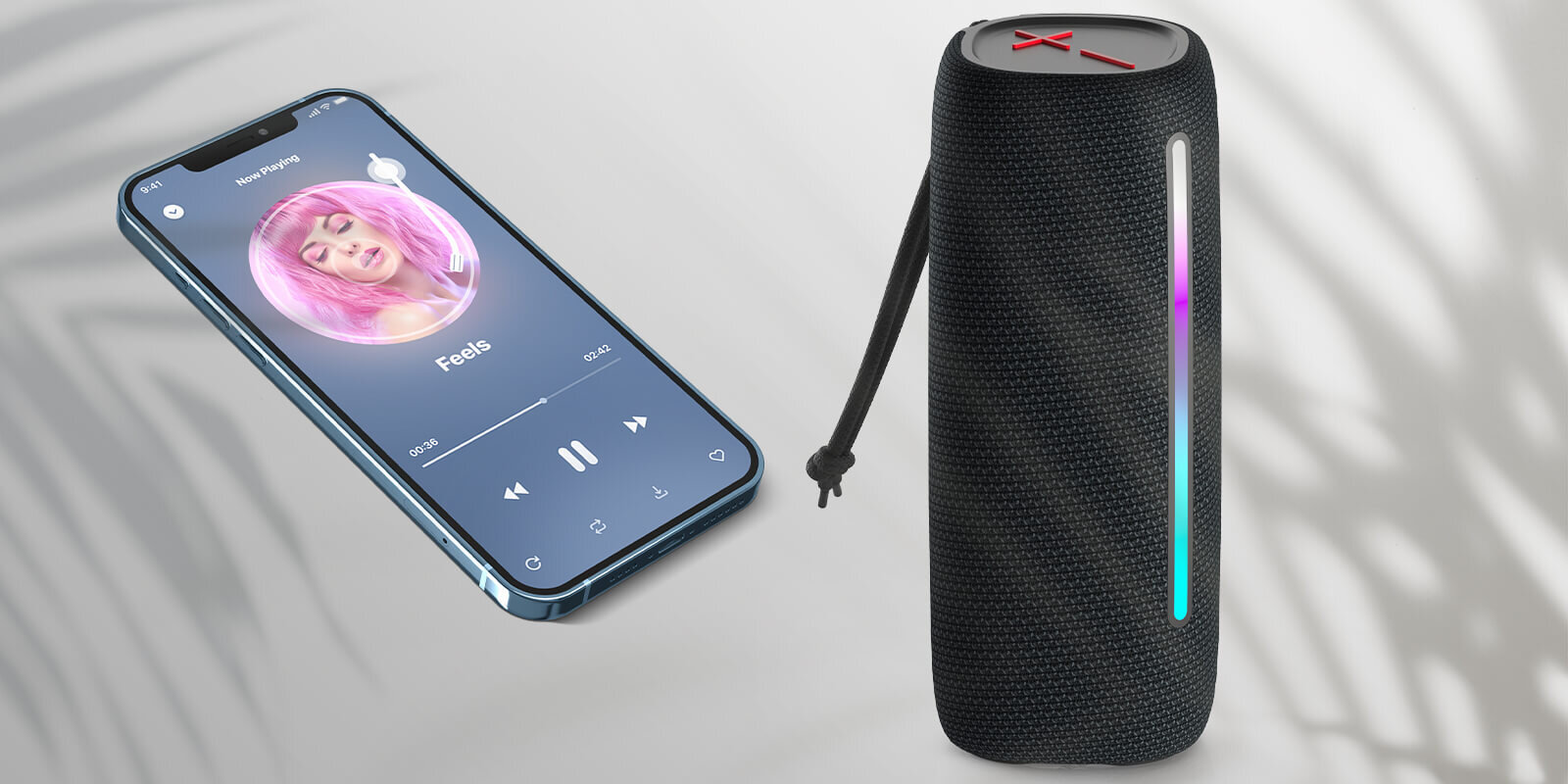 Głośnik mobilny FOREVER BS-20  dźwięk domowy głośnik podświetlenie RGB kompaktowy  efekt stereo  bezprzewodowy wodoszczelność odporność łączność