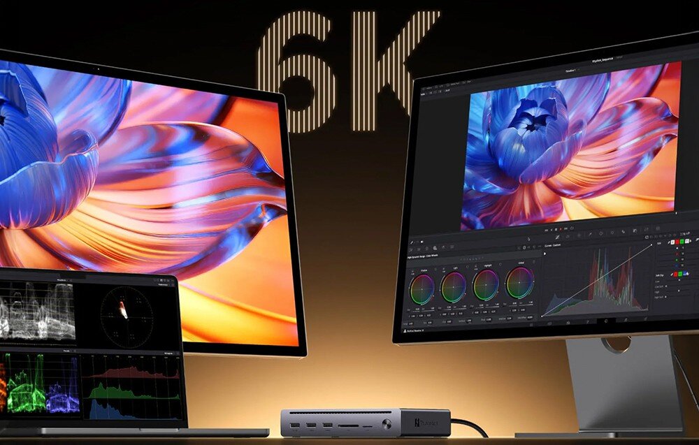 Stacja dokująca UGREEN Maxidok U712 Stacja dokująca Ugreen obsługująca wyświetlanie obrazu w rozdzielczości 6K na dwóch dużych monitorach