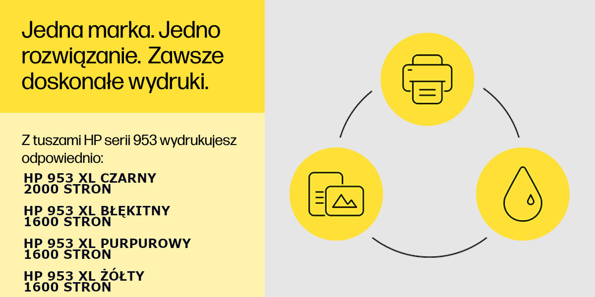 Tusz HP 953 XL Instant Ink żółty 18 ml F6U18AE oryginalny niezawodność intensywne kolory długotrwałe rezultaty idealnie dopasowany do konkretnego modelu drukarki
wydruki odporne na blaknięcie odpowiedzialna produkcja opakowania wykonane z materiałów nadających się do recyklinu
wydajność na poziomie do 2000 stron dla wkładu czarnego oraz do 1600 stron dla wkładów kolorowych