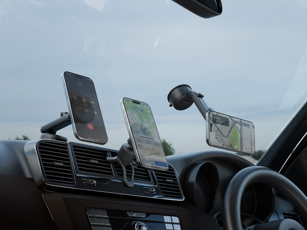 Uchwyt na telefon ENERGEA MagDrive Kit z ładowarką samochodową uchwyt w różnych konfiguracjach wewnątrz samochodu