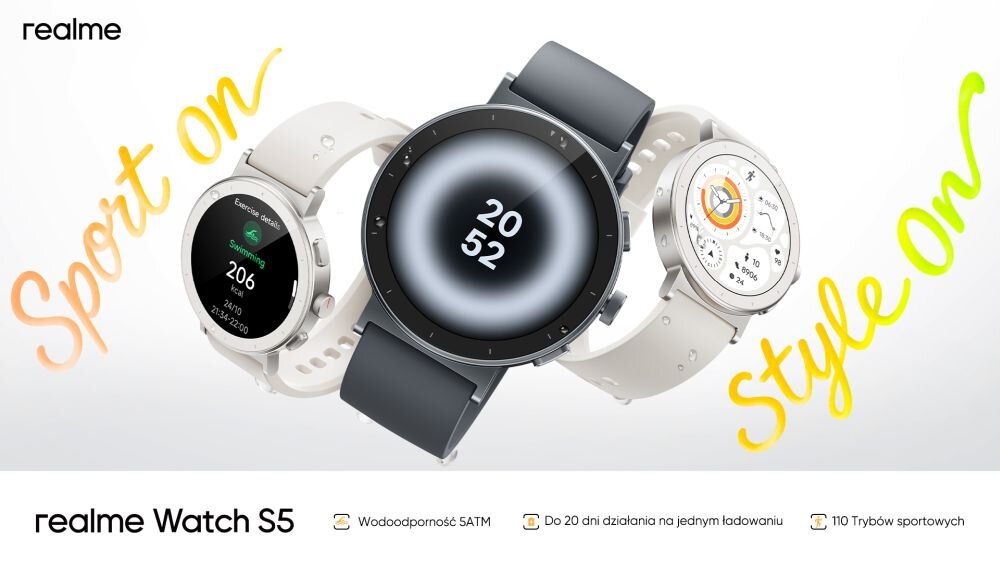 realme Watch S5 smartwatch styl elegancja sport codzienne użytkowanie AMOLED