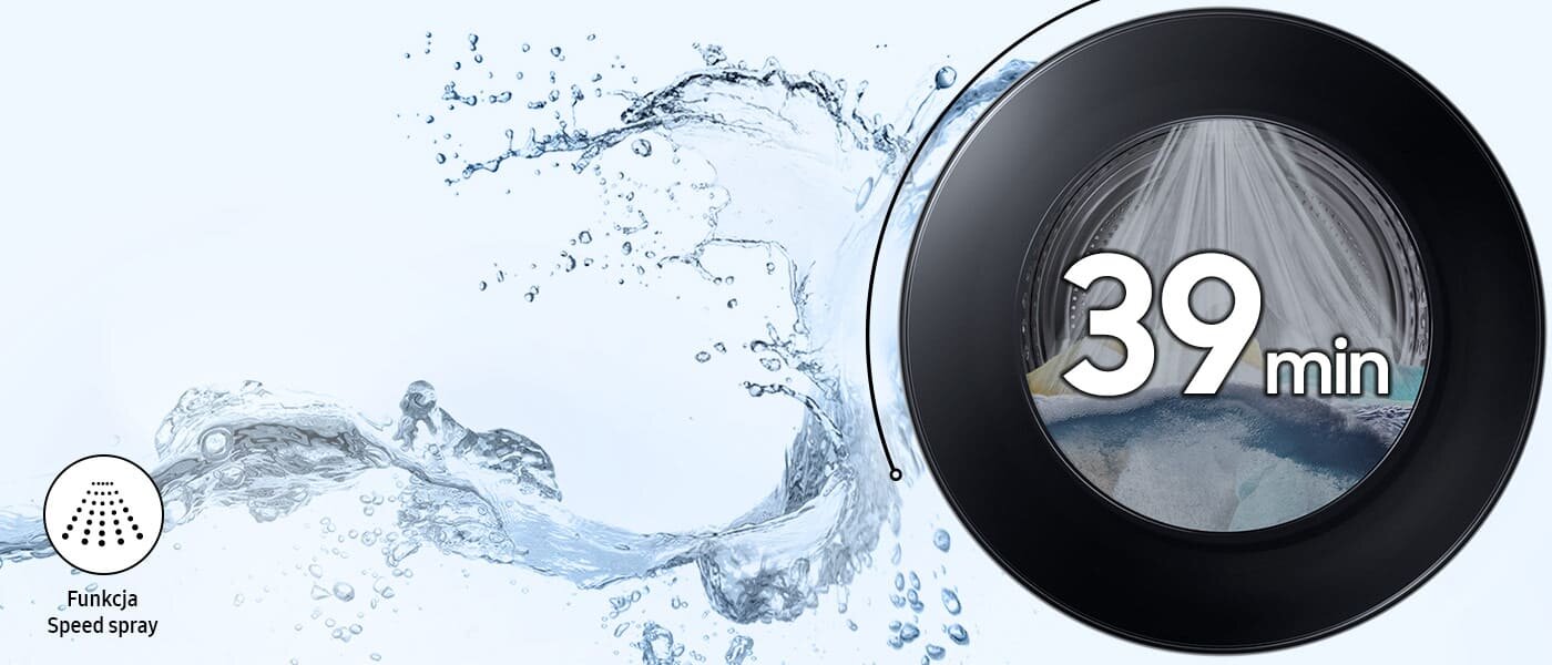 program super szybki 39 minut w pralko-suszarce Samsung WD90DG5G34BBEO