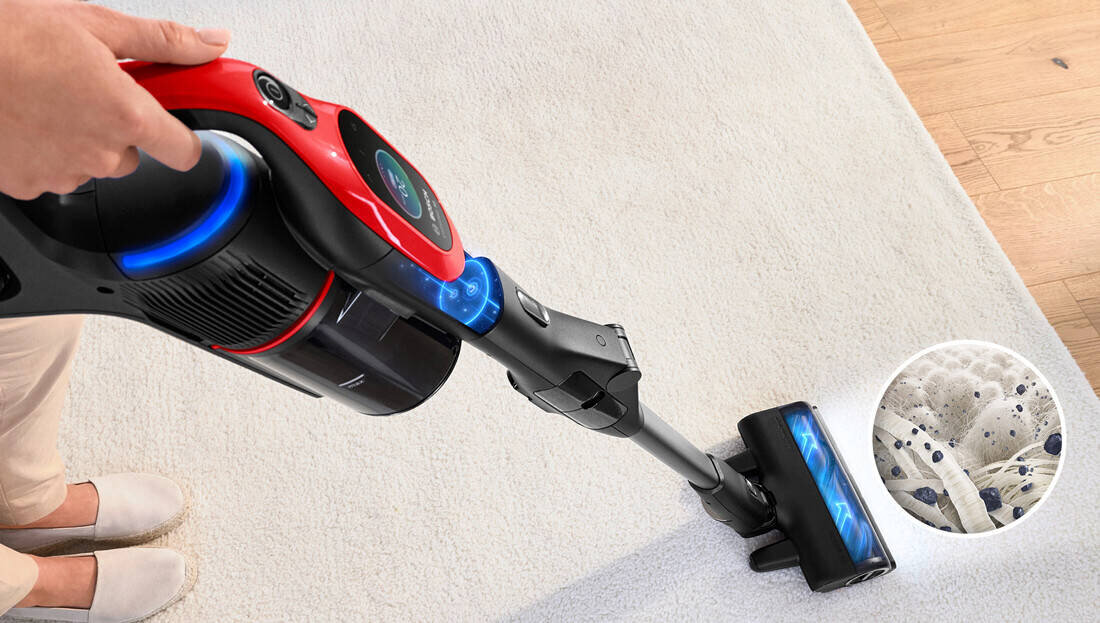 Odkurzacz BOSCH Unlimited 10 ProAnimal BCS1041PET Technologia MicroClean™ podświetlenie LED sensor pierścień MicroClean™ 