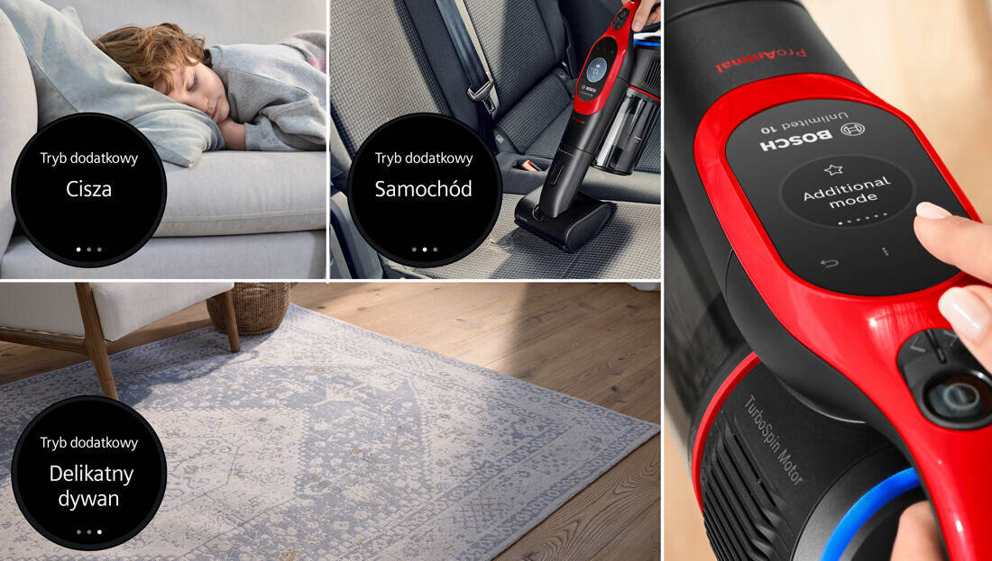 Odkurzacz BOSCH Unlimited 10 ProAnimal BCS1041PET 3 tryby odkurzania cichy samochód delikatne dywany skuteczny