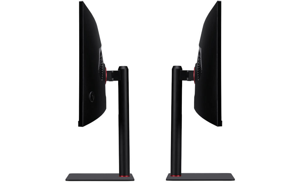 Monitor ACER Nitro XV345CURX0BMIIPPHX 34 cale 3440x1440px 200Hz 0.5 ms [GTG] Curved prezentacja monitora od boków na białym tle dwa głośniki 3W bez potrzeby podłączania dodatkowego sprzętu audio
