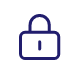 Ikona przedstawia zamkniętą kłódkę w kolorze granatowym na przezroczystym tle.