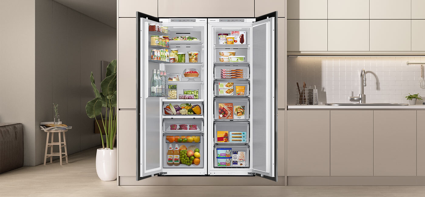 Chłodziarka i zamrażarka ustawione obok siebie