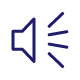 Ikona przedstawia głośnik z trzema liniami fal dźwiękowych po prawej stronie. Całość jest w kolorze ciemnoniebieskim.