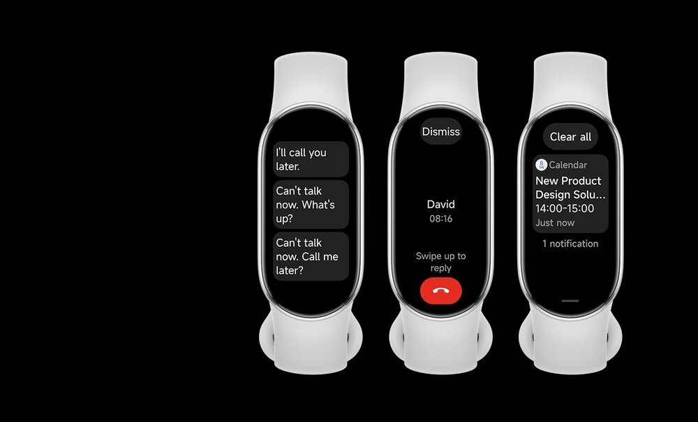 Smartband XIAOMI Mi Band 10  informacje na ekranie opaski połączenia wiadomości asystent  