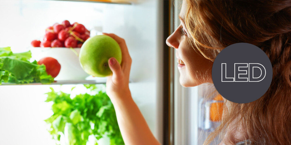 LODÓWKA CANDY CNCQ2T518EB światło jabłko kobieta wnętrze półki wydajne oświetlenie LED widoczne wnętrze oszczędność energii