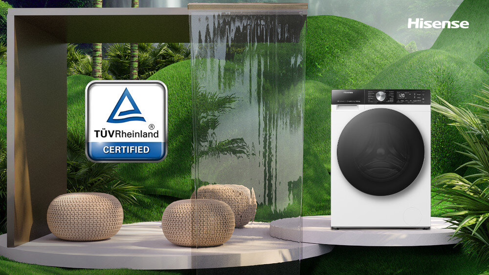 PRALKO-SUSZARKA HISENSE WD5S1045BW Certyfikat Certyfikat TÜV Rheinland prestiżowa nagroda kod qr