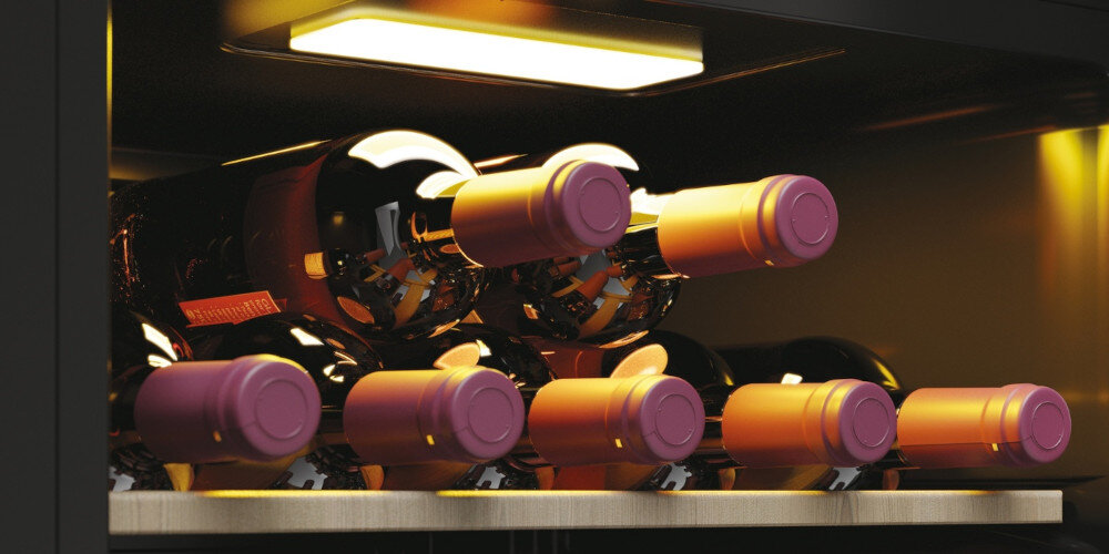 CHŁODZIARKA DO WINA HAIER HWS34GGH1 Oświetlenie LED widoczność wnętrze jasne Oświetlenie półek optymalna temperatura wnętrza