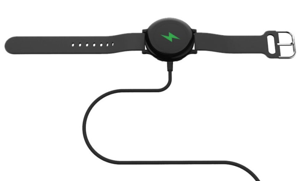 Ładowarka do smartwatcha BELINE do Samsung Galaxy Watch 1m Czarny, ladowarka samsung galaxy watch bezpieczna indukcyjna beline usb c, Smartwatch z ikoną ładowania widziany z góry.