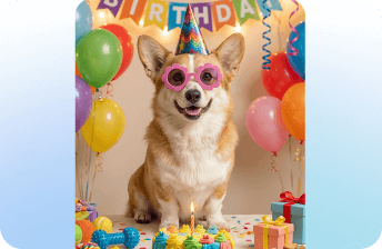 Kolorowe balony i dekoracje urodzinowe z napisem \'BIRTHDAY\'. Na stole znajdują się kolorowe babeczki i prezenty.