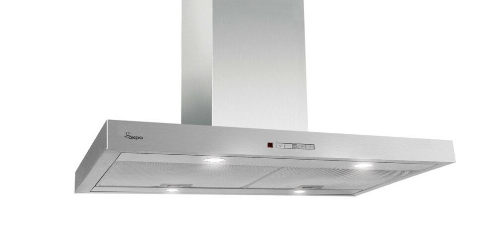 AKPO WK-9 Isla Feniks 90 Srebrny okap elegancja pozbycie zapachów funkcjonalność sterowanie elektroniczne oświetlenie LED prędkość pracy pochłaniacz wyciąg