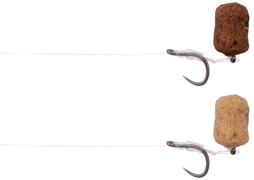 Przynęta Method Feeder BAITNOW O’Fish Wafters-Fish Betaine 8 mm (24 g) na białym tle widoczna przynęta założona przy haczyku w trzech wariantach rozmiarowych 