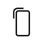 Ikona przedstawia zarys smartfona z dodatkowym, zakrzywionym elementem na górze, sugerującym funkcję składania. Całość jest w kolorze czarnym na białym tle.
